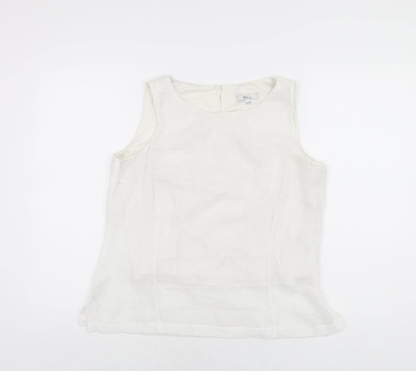Klass Womens White Polyester Basic T-Shirt Size 14 Scoop Neck