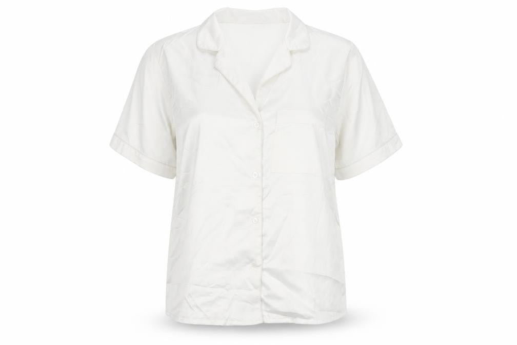 Boohoo Womens White Solid Polyester Top Pyjama Top Size 14 Button - Bride