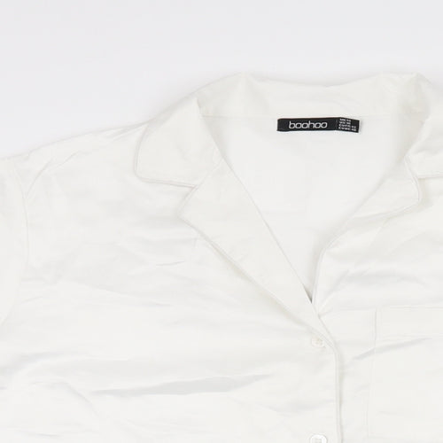 Boohoo Womens White Solid Polyester Top Pyjama Top Size 14 Button - Bride