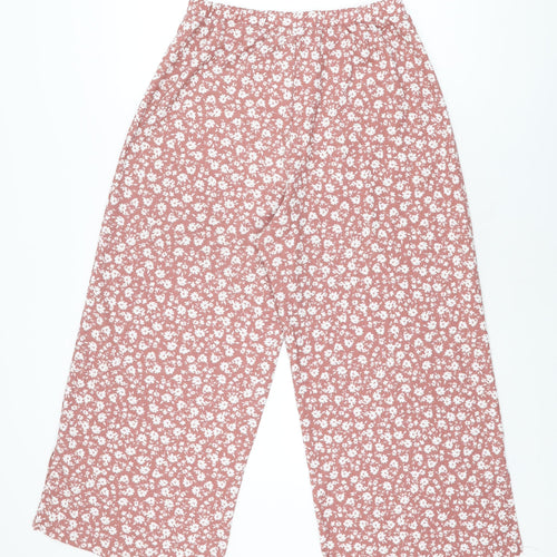 New Look Womens Pink Floral Polyester Trousers Size 14 L24 in Regular