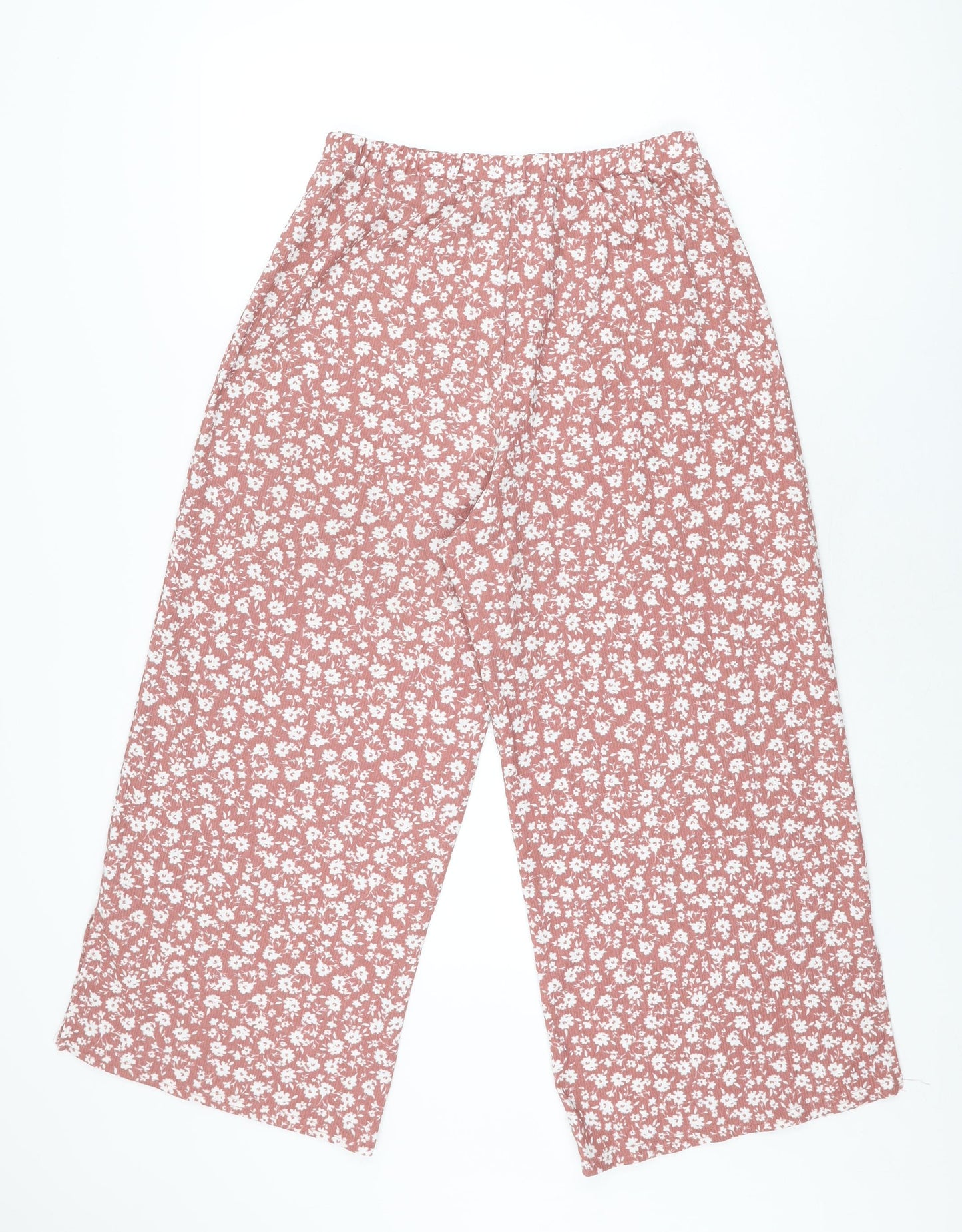 New Look Womens Pink Floral Polyester Trousers Size 14 L24 in Regular