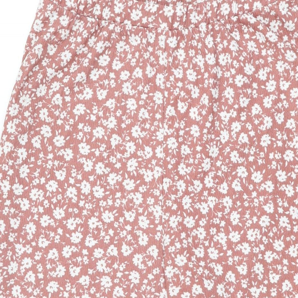 New Look Womens Pink Floral Polyester Trousers Size 14 L24 in Regular