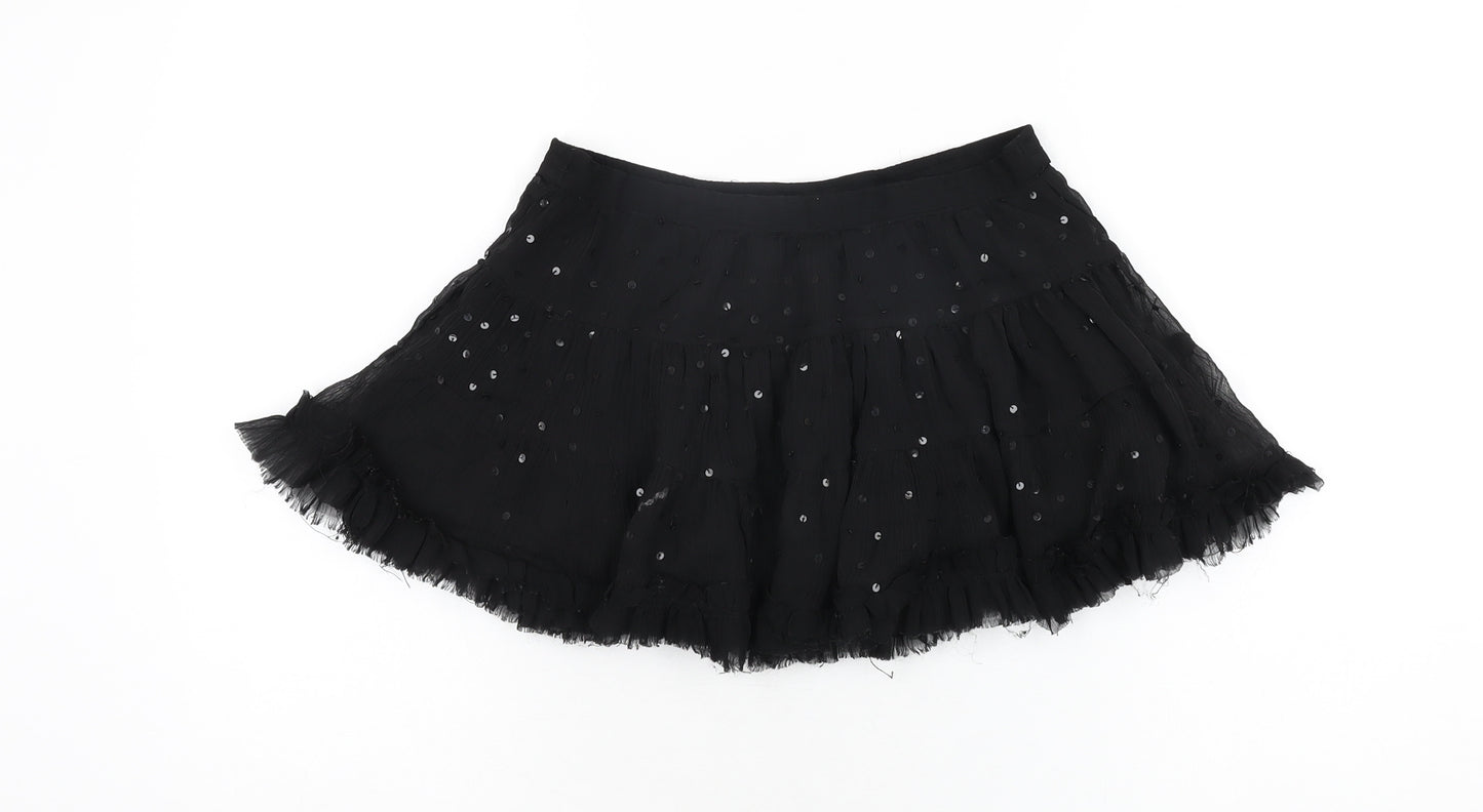 YD Girls Black Polyester Mini Skirt Size 7-8 Years Regular Pull On