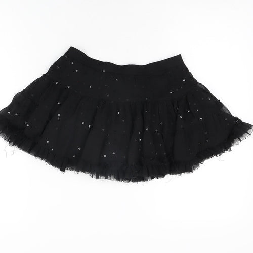 YD Girls Black Polyester Mini Skirt Size 7-8 Years Regular Pull On