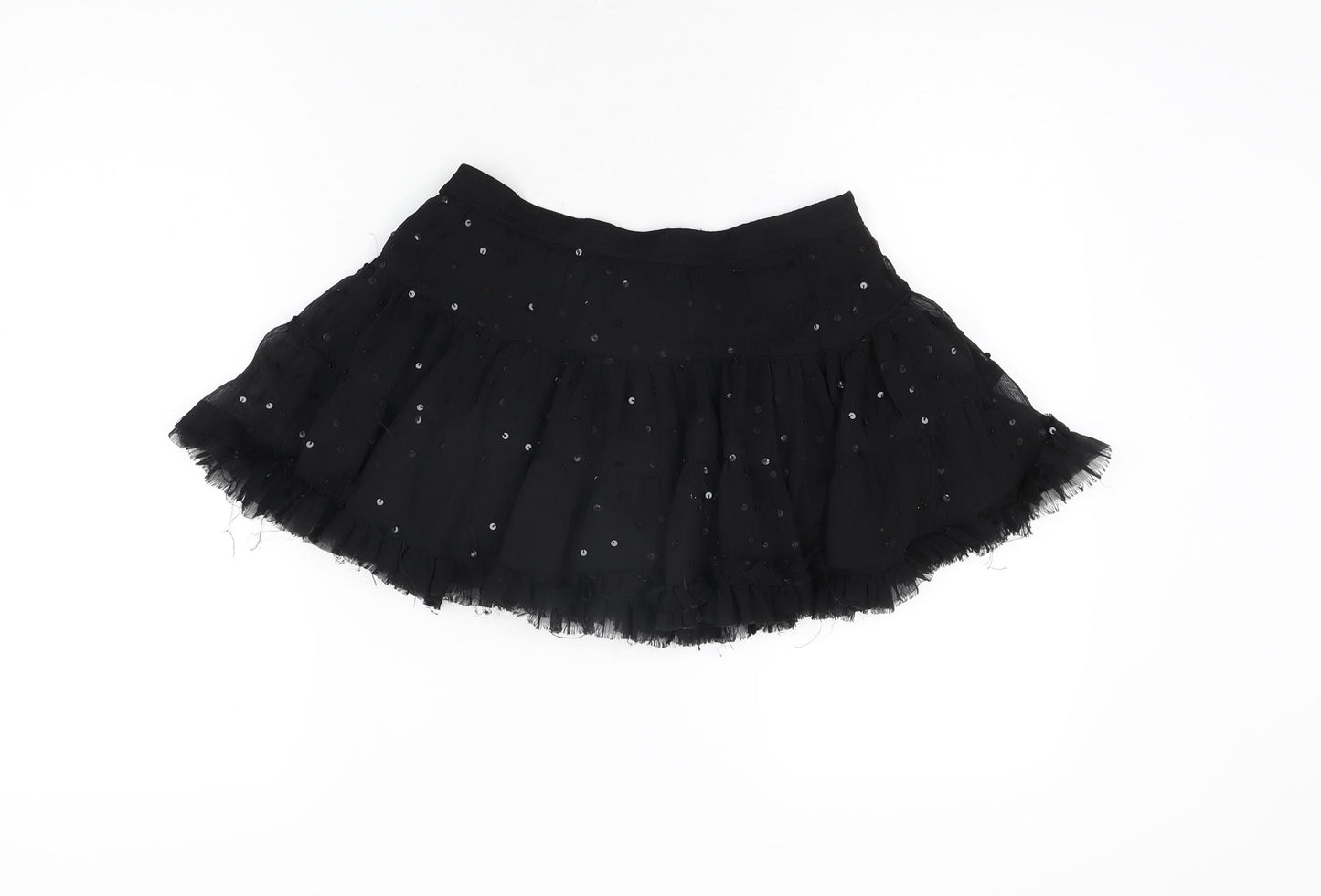 YD Girls Black Polyester Mini Skirt Size 7-8 Years Regular Pull On