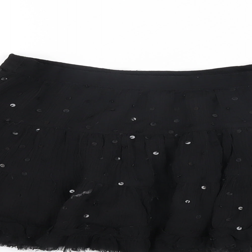 YD Girls Black Polyester Mini Skirt Size 7-8 Years Regular Pull On