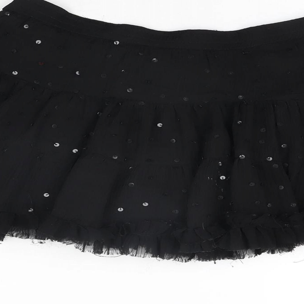 YD Girls Black Polyester Mini Skirt Size 7-8 Years Regular Pull On