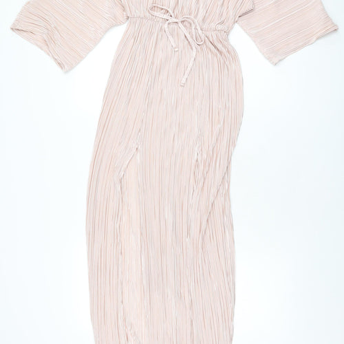 In the Style Womens Pink Polyester Maxi Size 8 V-Neck Pullover