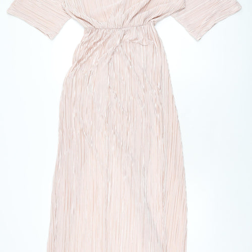 In the Style Womens Pink Polyester Maxi Size 8 V-Neck Pullover