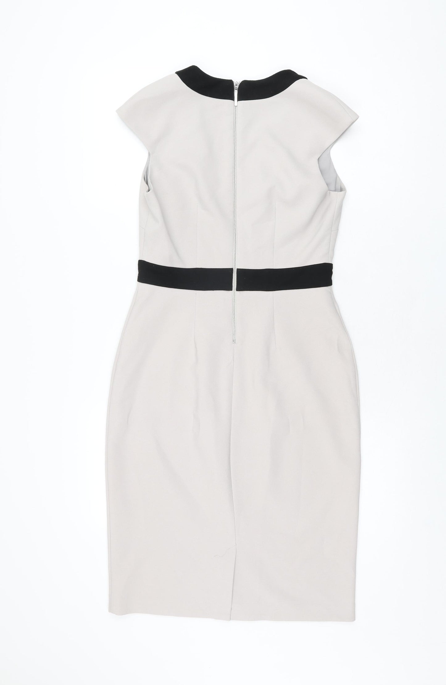 Dorothy Perkins Womens Grey Polyester Bodycon Size 8 V-Neck Zip