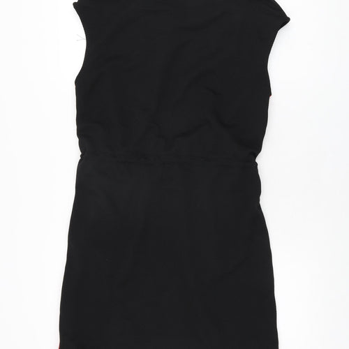 Elli White Womens Black Polyester Shift Size M Round Neck Drawstring