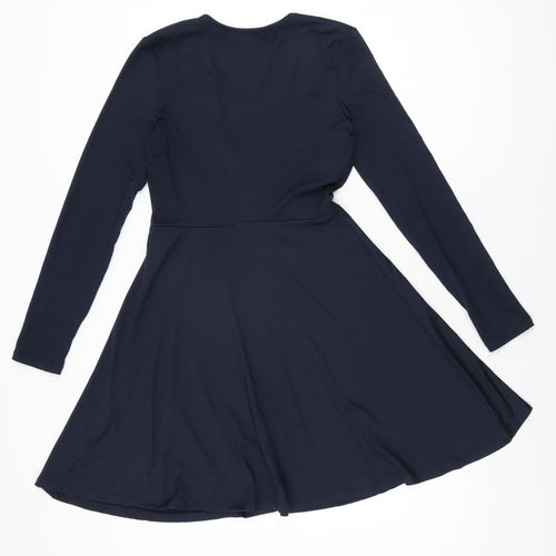 Terranova Womens Blue Polyester Skater Dress Size S V-Neck Pullover