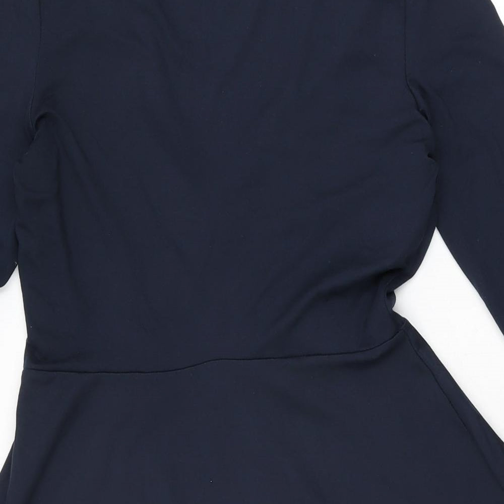 Terranova Womens Blue Polyester Skater Dress Size S V-Neck Pullover