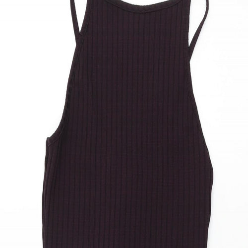 Missguided Womens Purple Polyester Bodycon Size 4 Square Neck Tie