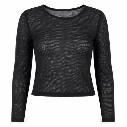 ASOS Womens Black Polyester Cropped T-Shirt Size 8 Round Neck - Sheer