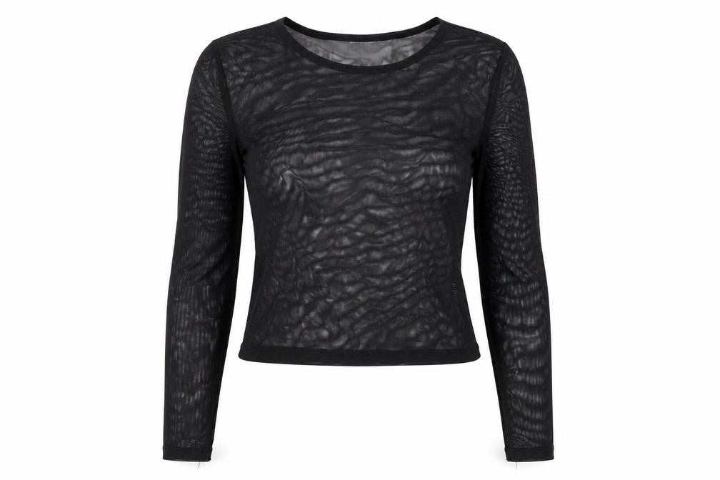 ASOS Womens Black Polyester Cropped T-Shirt Size 8 Round Neck - Sheer