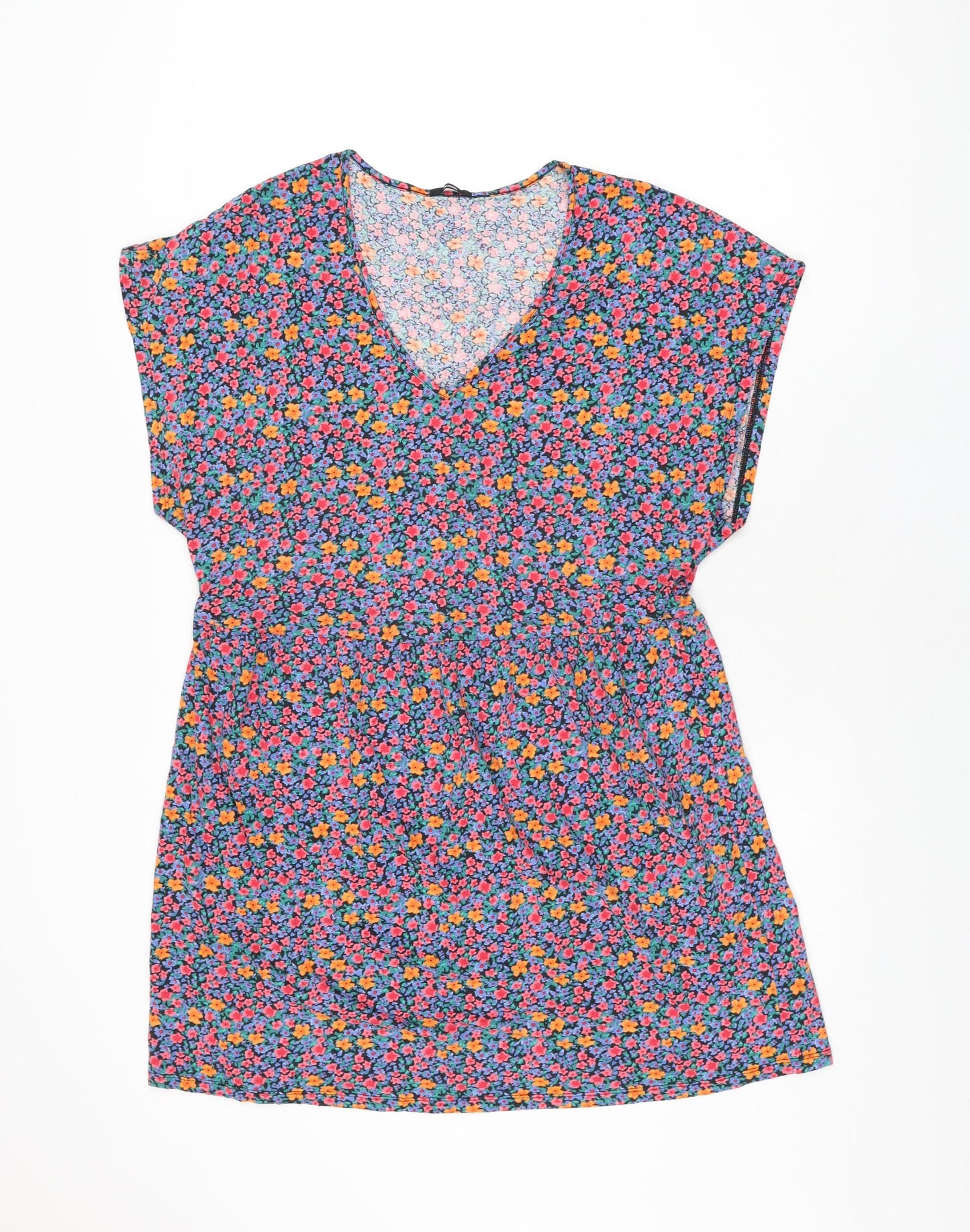 Tezenis Womens Multicoloured Floral Cotton Shift Size L V-Neck Pullover