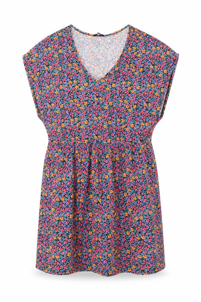 Front view of Tezenis women’s multicoloured floral cotton shift, size L, v-neck pullover