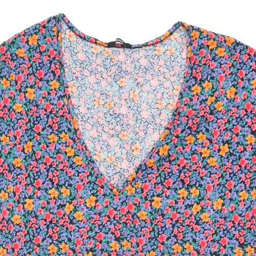 Tezenis Womens Multicoloured Floral Cotton Shift Size L V-Neck Pullover