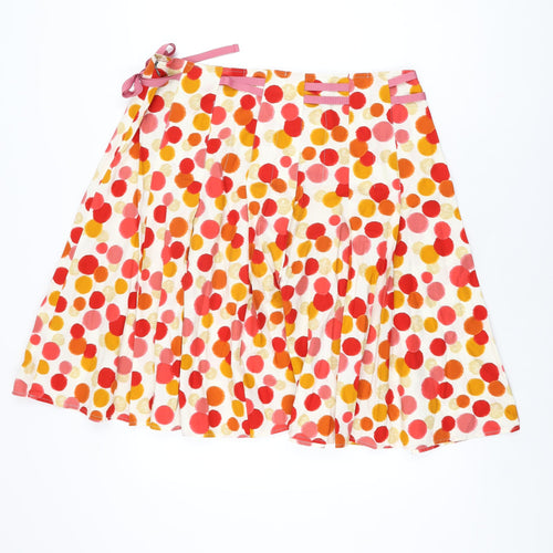 White Stuff Womens Ivory Polka Dot Cotton Swing Skirt Size 16 Zip