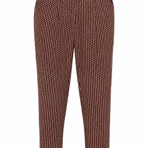NEXT Womens Brown Geometric Viscose Trousers Size 6 L25.5 in Regular Zip