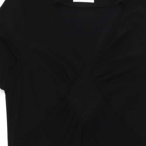 Minuet Womens Black Polyester A-Line Size 14 V-Neck Pullover