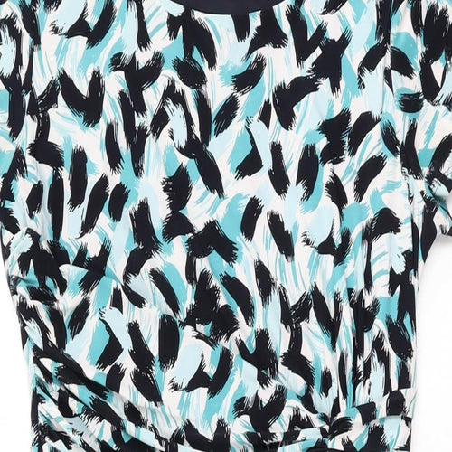 Precis Womens Blue Geometric Polyester Bodycon Size 10 Scoop Neck Pullover
