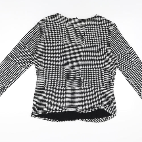 Principles Womens Black Geometric Polyester Basic T-Shirt Size 16 V-Neck