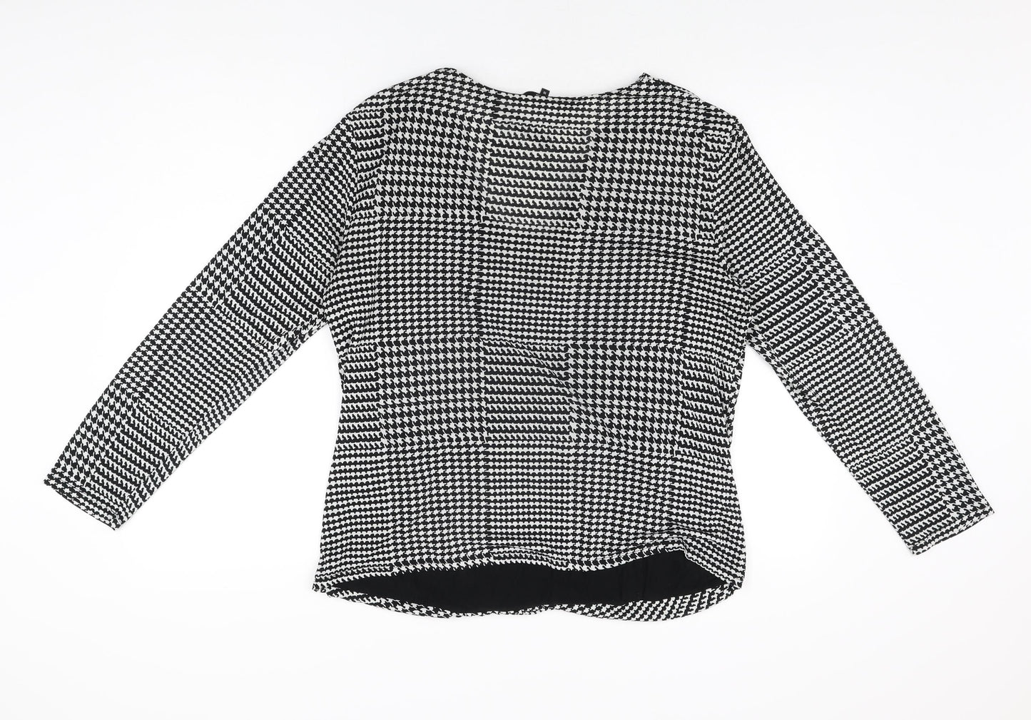Principles Womens Black Geometric Polyester Basic T-Shirt Size 16 V-Neck