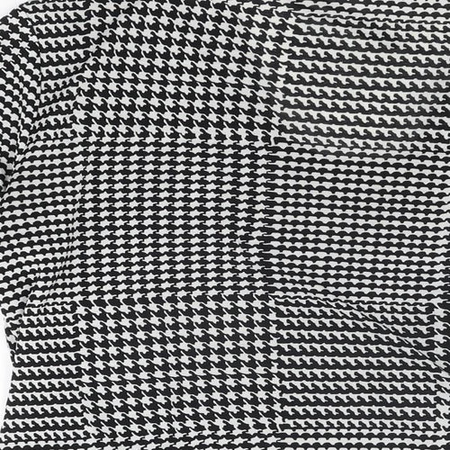 Principles Womens Black Geometric Polyester Basic T-Shirt Size 16 V-Neck