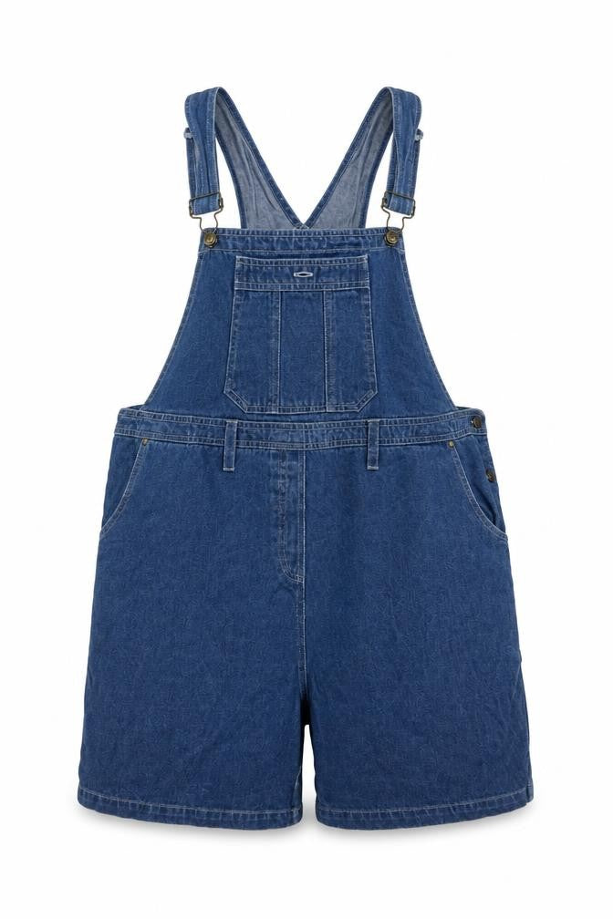 Oh! Mamma Womens Blue Cotton Dungaree One-Piece Size S Buckle