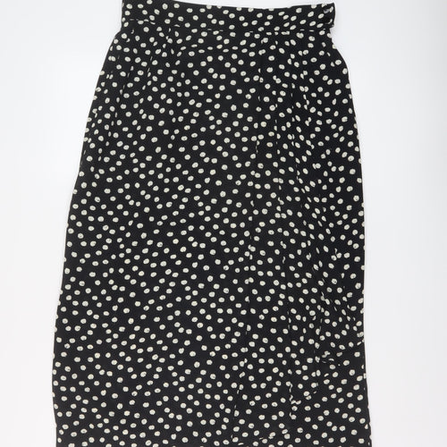 Country Casuals Womens Black Polka Dot Polyester A-Line Skirt Size 14 Button