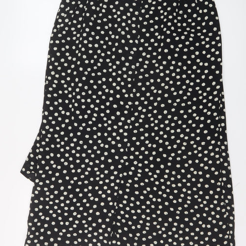 Country Casuals Womens Black Polka Dot Polyester A-Line Skirt Size 14 Button