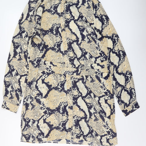 Missguided Womens Beige Animal Print Polyester Tunic Blouse Size 10 Mock Neck