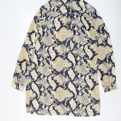 Missguided Womens Beige Animal Print Polyester Tunic Blouse Size 10 Mock Neck