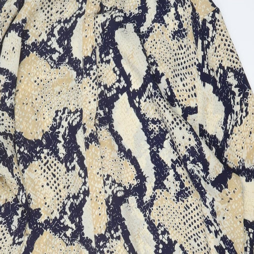 Missguided Womens Beige Animal Print Polyester Tunic Blouse Size 10 Mock Neck