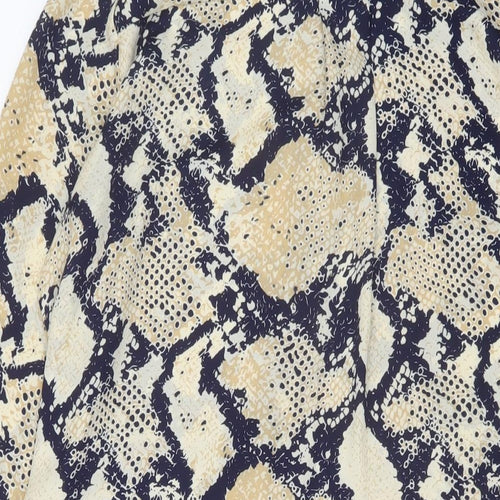 Missguided Womens Beige Animal Print Polyester Tunic Blouse Size 10 Mock Neck