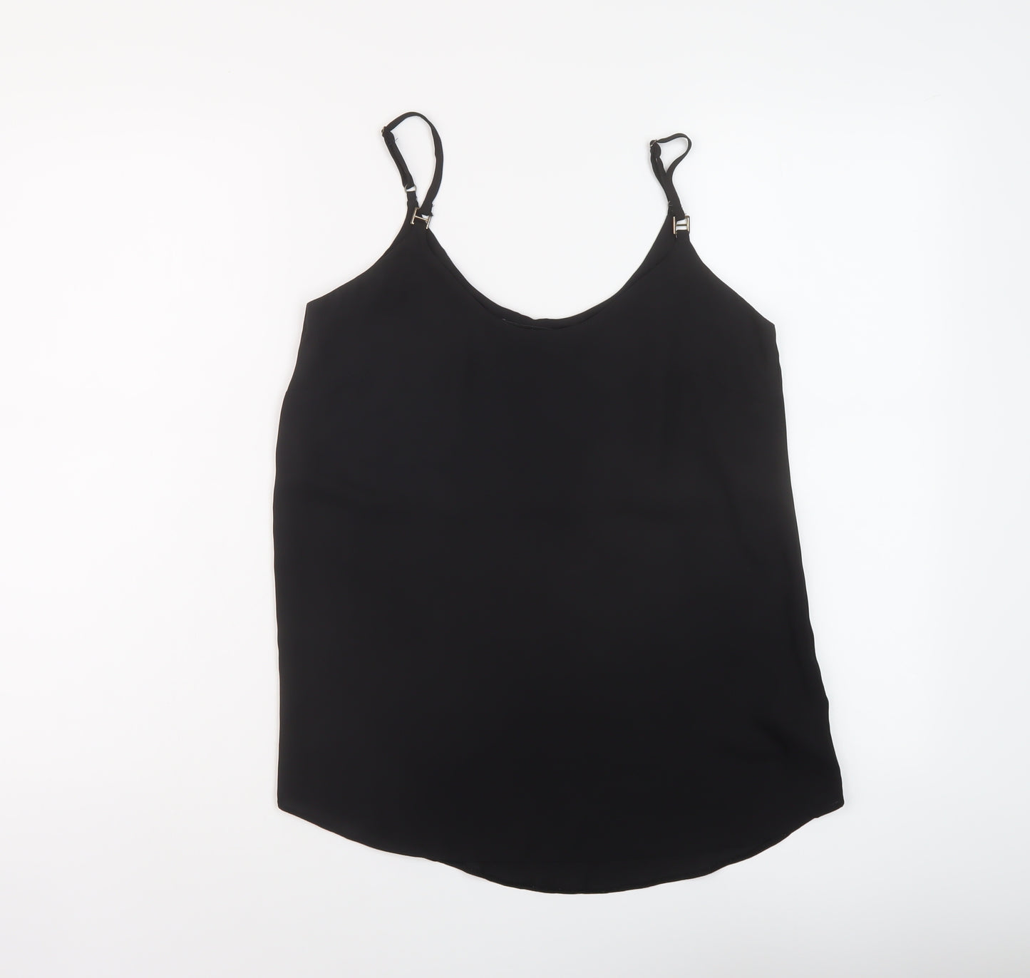 Dorothy Perkins Womens Black Polyester Basic Tank Size 6 Round Neck