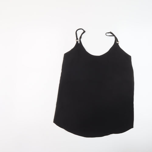 Dorothy Perkins Womens Black Polyester Basic Tank Size 6 Round Neck