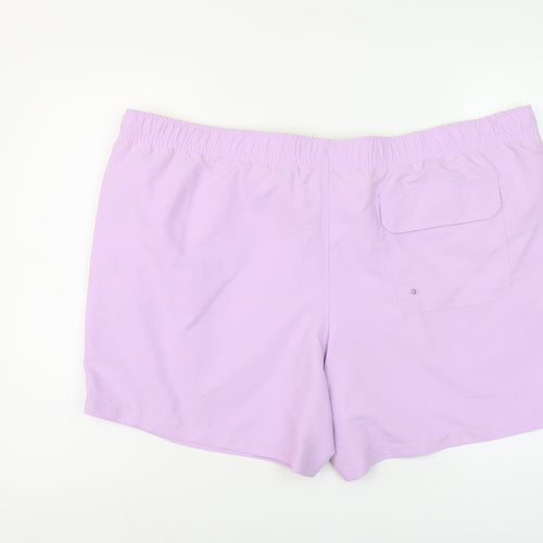 Marks and Spencer Mens Purple Polyester Sweat Shorts Size 4XL L6 in Regular Drawstring - Swim Shorts