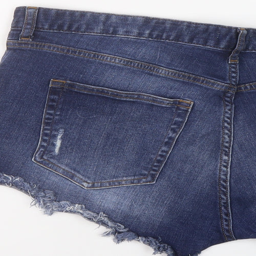 H&M Womens Blue Cotton Hot Pants Shorts Size 12 L3 in Regular Button