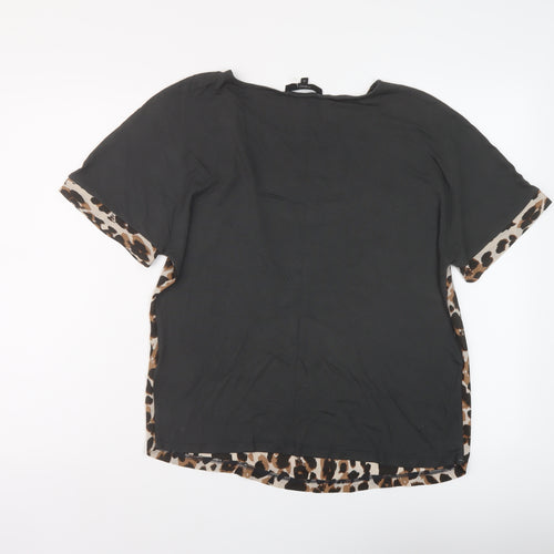 NEXT Womens Brown Animal Print Polyester Basic T-Shirt Size 12 Round Neck