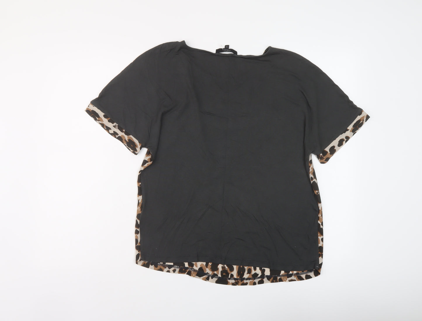 NEXT Womens Brown Animal Print Polyester Basic T-Shirt Size 12 Round Neck