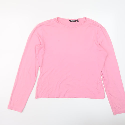 Mexx Womens Pink Polyester Basic T-Shirt Size L Round Neck