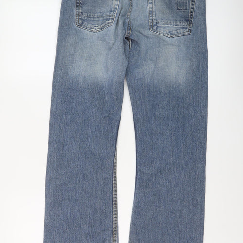 Firetrap Mens Blue Cotton Bootcut Jeans Size 30 in L36 in Regular Button