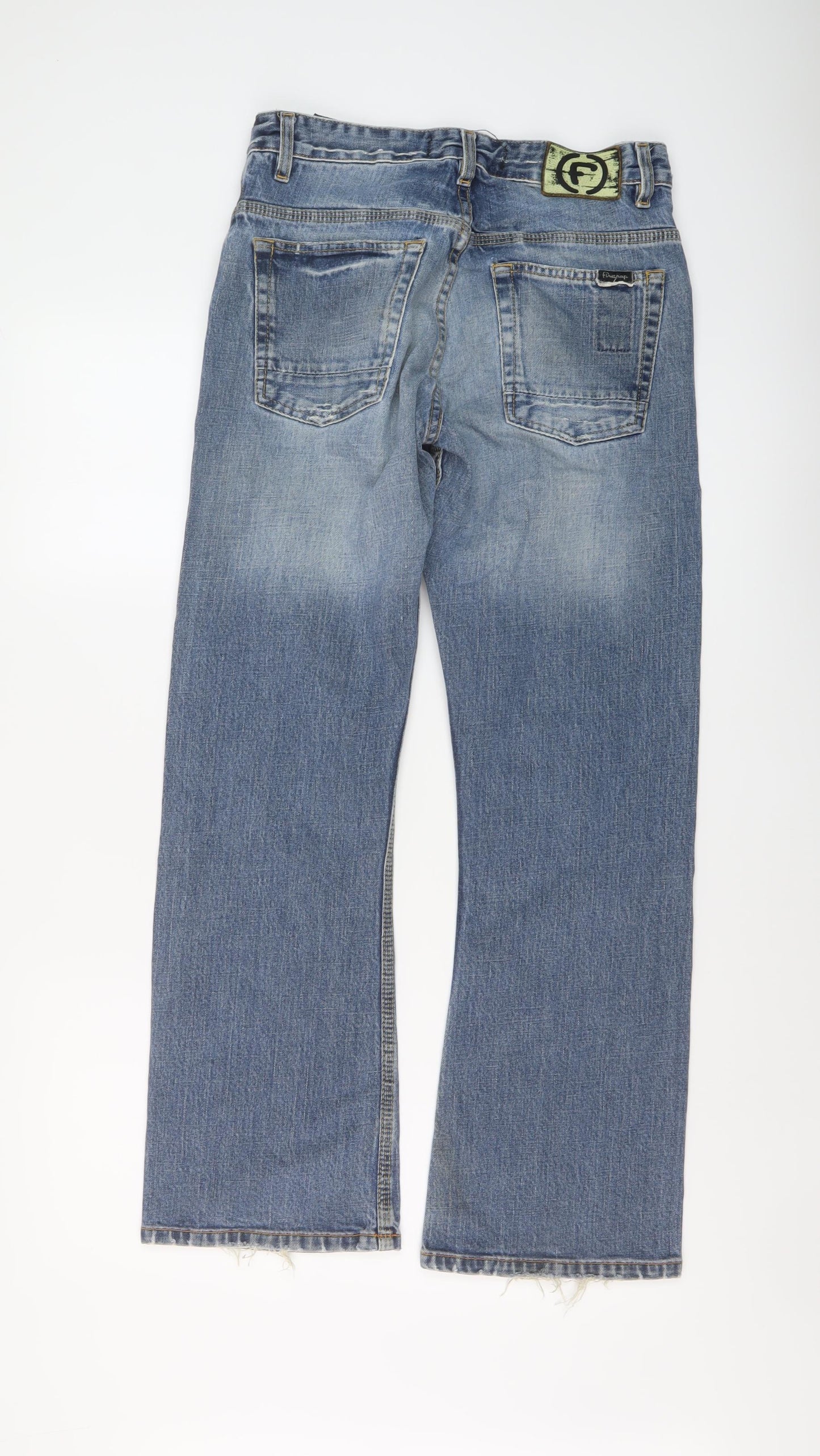 Firetrap Mens Blue Cotton Bootcut Jeans Size 30 in L36 in Regular Button