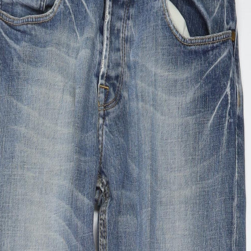 Firetrap Mens Blue Cotton Bootcut Jeans Size 30 in L36 in Regular Button