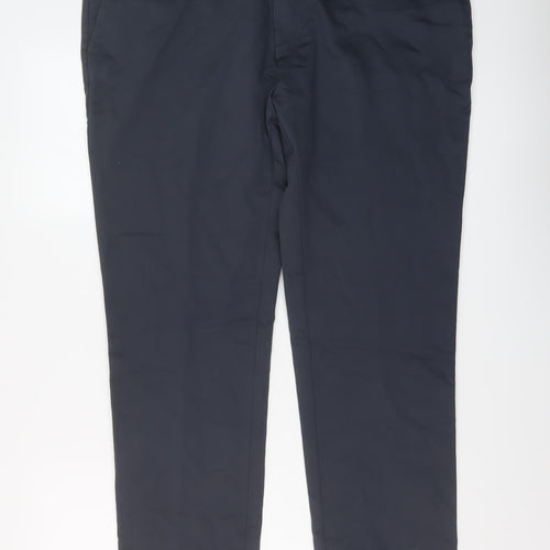 Autograph Mens Blue Cotton Trousers Size 40 in L31 in Regular Button
