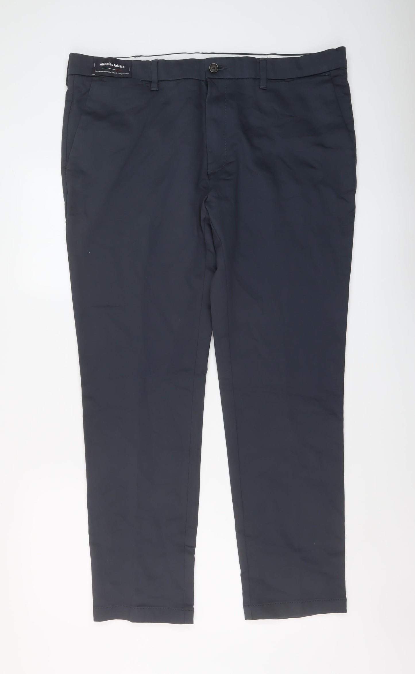 Autograph Mens Blue Cotton Trousers Size 40 in L31 in Regular Button