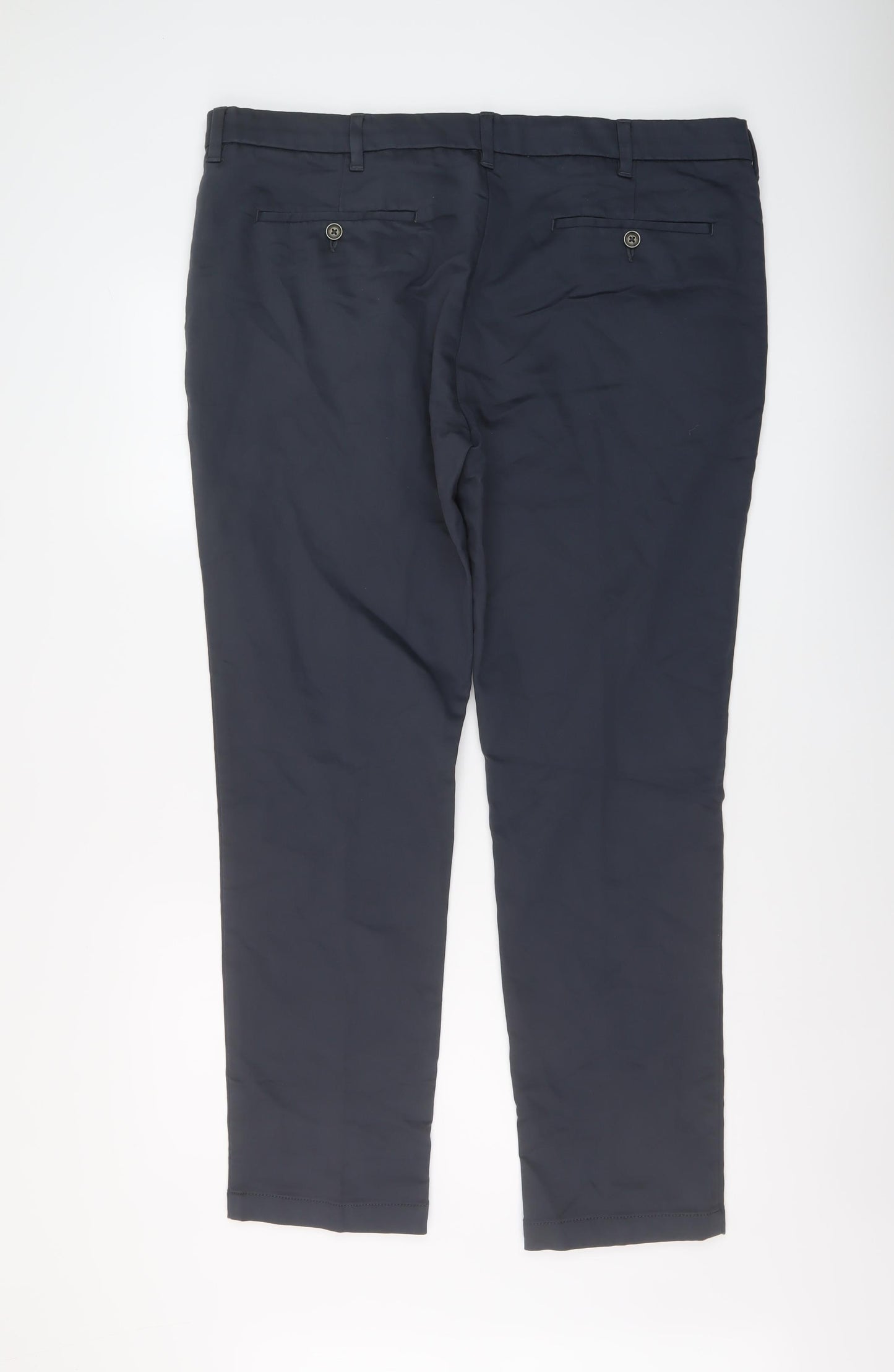 Autograph Mens Blue Cotton Trousers Size 40 in L31 in Regular Button